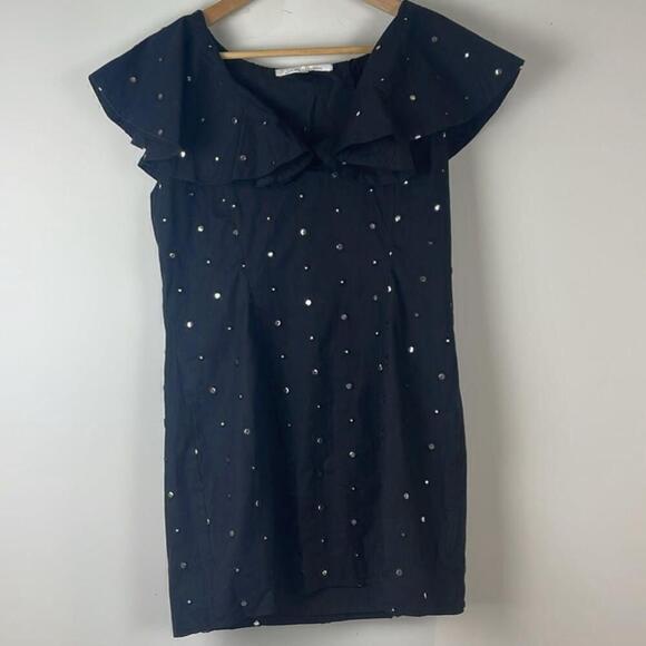 LOVERS + FRIENDS Lulu Mirror Ruffle Black Mini Dress Size Medium New - Picture 2 of 10